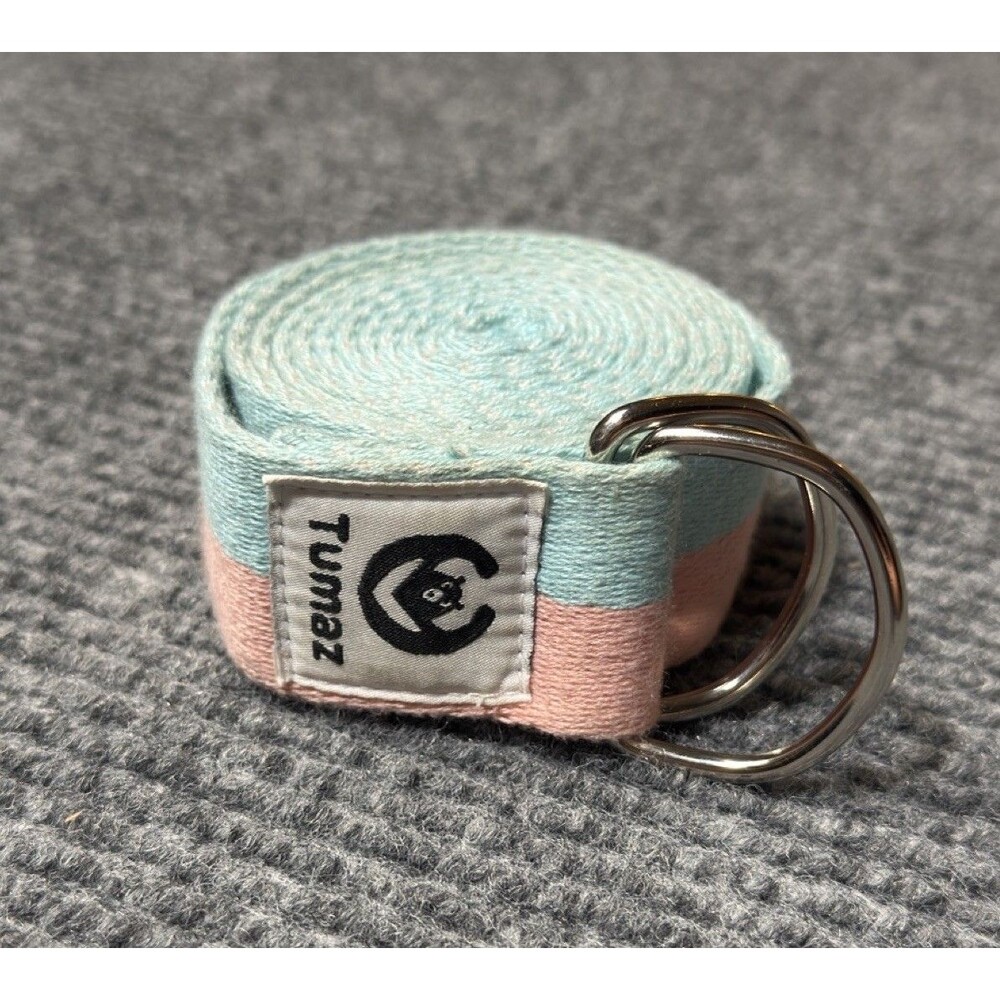 Tumaz Yoga Strap/Stretch Bands Pink/Blue 6 Foot D-Rings
